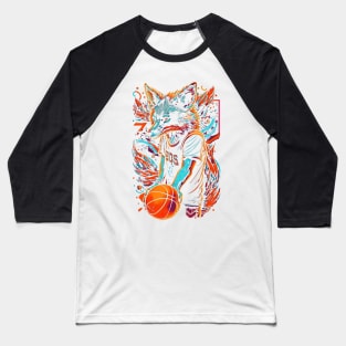 Neon Fox Basketball Player Retro 80s Ball Sports Baseball T-Shirt